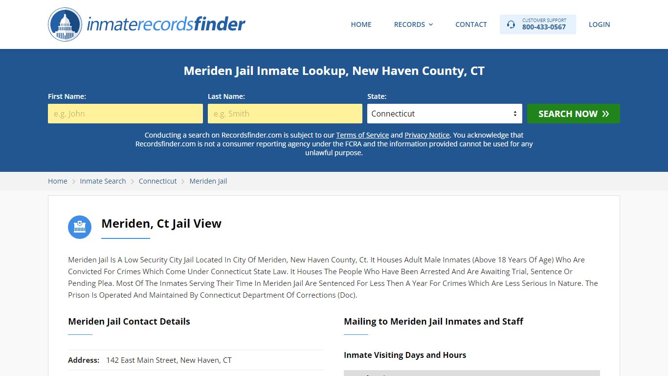 Meriden Jail Inmate Lookup, New Haven County, CT - Recordsfinder.com