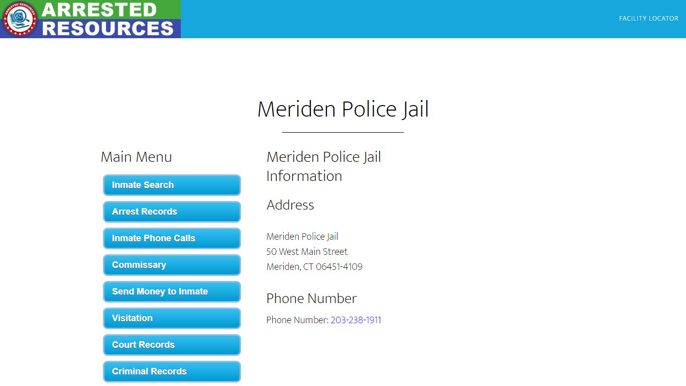 Meriden Police Jail - Inmate Search - Meriden, CT